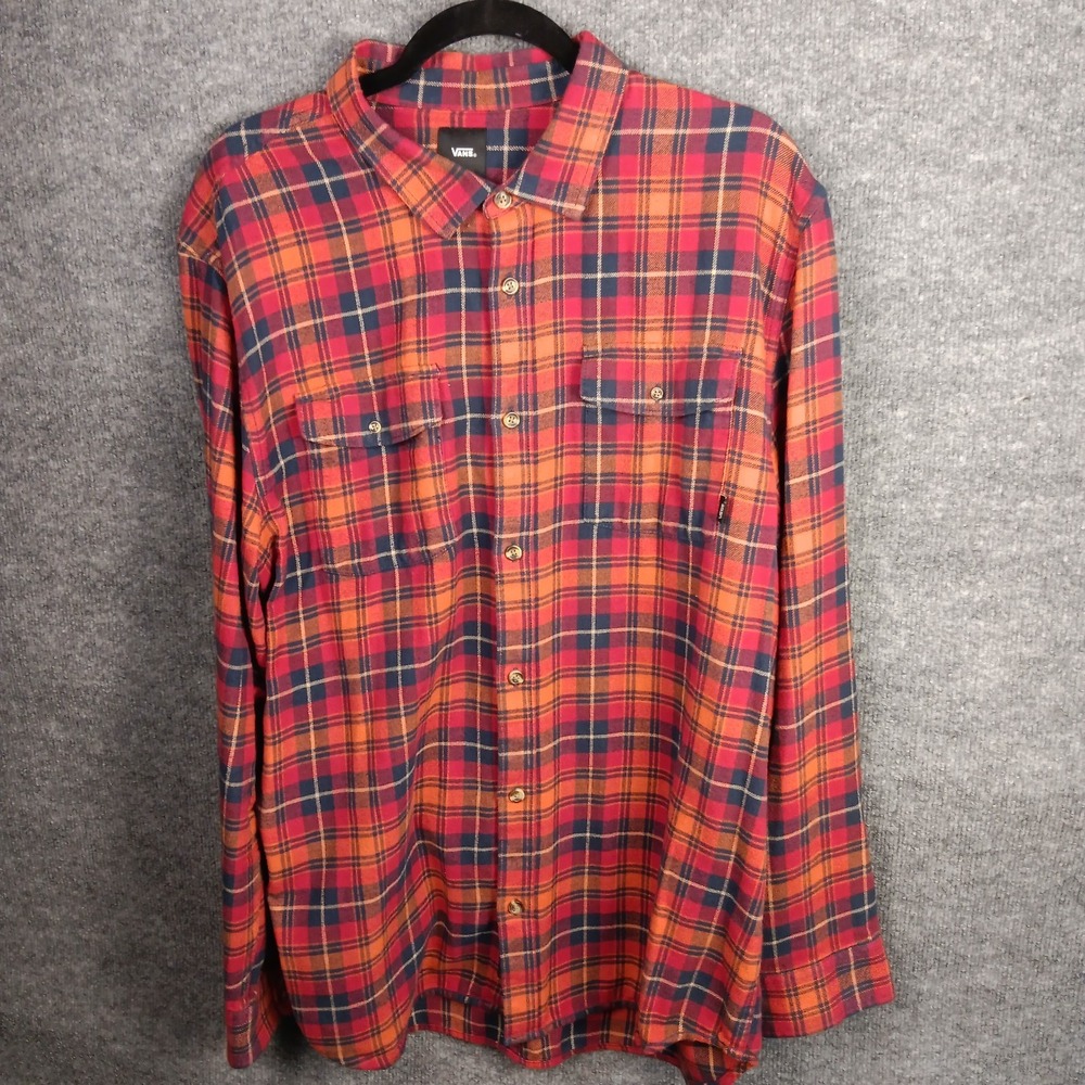 Vans Classic Fit Flannel Shirt Mens XL Multicolor Plaid Long Sleeve Button-Up